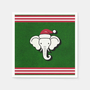 Serviette En Papier Cadeau éléphant blanc rouge et vert Fête de Noël