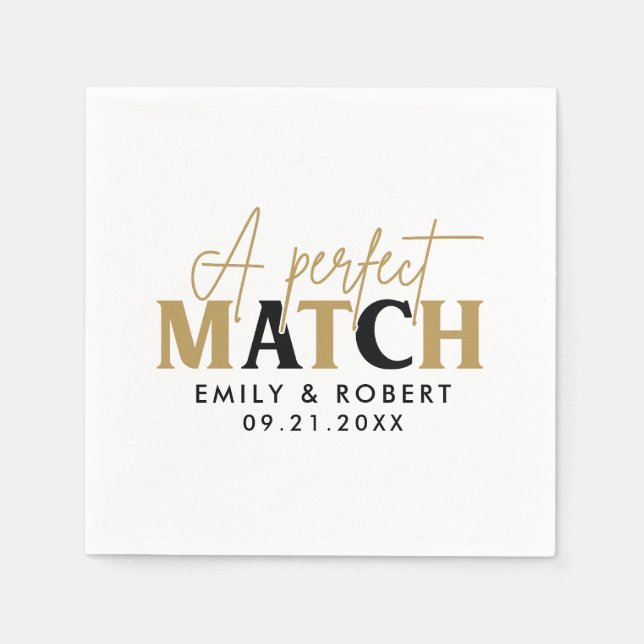 Serviette En Papier Cadeau Mariage Gold et noir parfait (Devant)