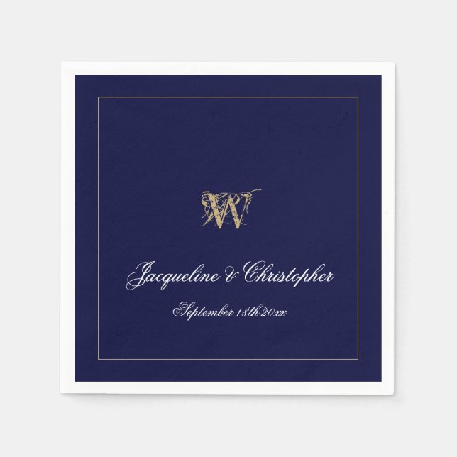 Serviette En Papier Cadeau Monogram Chic Navy Papier Cadeau Nouveau ma (Devant)
