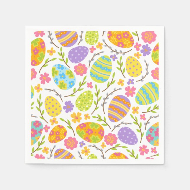 Serviette En Papier Cadeau Motif sans couture Printemps & Pâques (Devant)