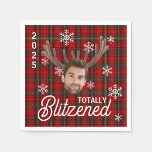 Serviette En Papier Cadeau personnalisé de Noël Visage Photo Blitzened