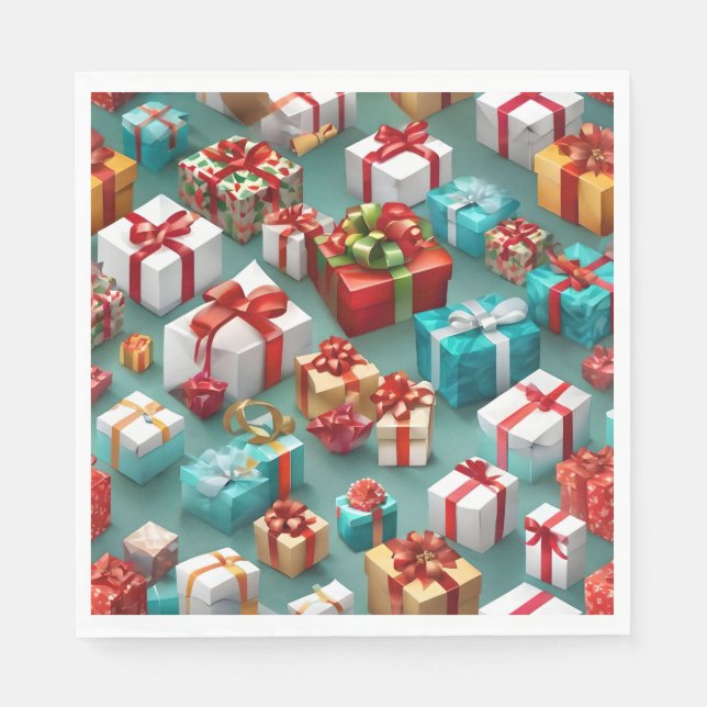 Serviette En Papier Cadeaux, cadeaux emballés. (Devant)