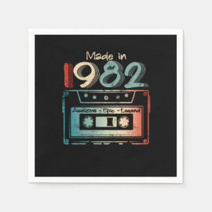 Serviette En Papier Cadeaux d'anniversaire 40 ans nés en 1982 Cassette