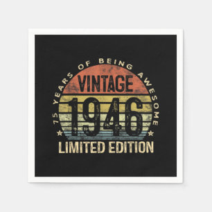 Serviette En Papier Cadeaux de 75 ans Vintage 1946 Anniversaire
