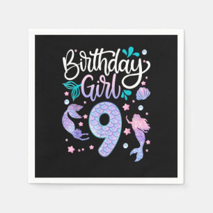 Serviette En Papier Cadeaux de 9 ans Anniversaire Fille Enfants 9e ann