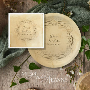 Serviette En Papier Cadeaux de Mariage Antique Calligraphie Vintage Vo