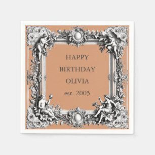 Serviette En Papier Cadre à défilement victorien personnalisé – terre 