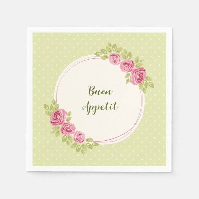 Serviette En Papier Cadre aux roses vintage shabby chic (Devant)