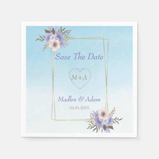 Serviette En Papier Cadre Avec Fleurs (Devant)