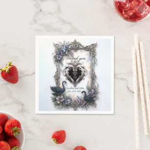 Serviette En Papier Cadre de mariage Black Swan – Amour gothique roman