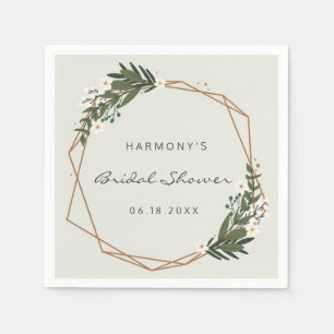 Serviette En Papier Cadre d'or géométrique Verdure Fête des mariées mo