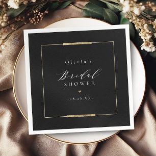 Serviette En Papier Cadre Elegance Noir Simple Fête des mariées modern