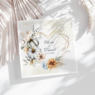 Serviette En Papier Cadre en forme de coeur Citrouille Fleurs sauvages