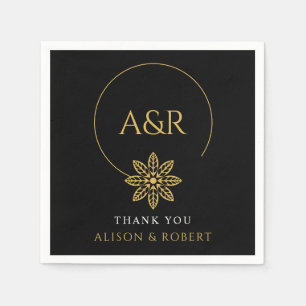 Serviette En Papier Cadre et initiales élégants inspirés de bijoux mar