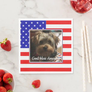Serviette En Papier Cadre photo personnalisé USA American Flag Patriot