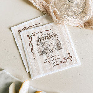 Serviette En Papier Café Bébé Arc-en-ciel à rayures Baby Shower