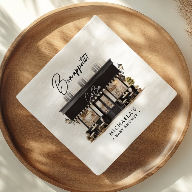 Serviette En Papier Café Bébé Black & White Bon Appétit Baby shower (Créateur téléchargé)