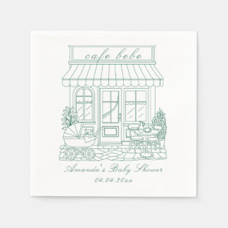 Serviette En Papier Cafe Bebe Bonjour Baby Shower