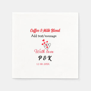 Serviette En Papier Café & mélange de lait couple de café amour rouge