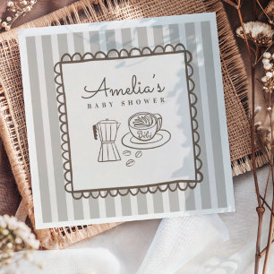 Serviette En Papier Café Moderne Bébé Baby Shower Dessiné à la Main