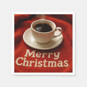 Serviette En Papier Café sur une couverture joyeux Noël