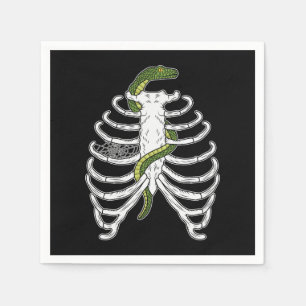 Serviette En Papier Cage De Thorax Os De Squelette Avec Serpent Vert H