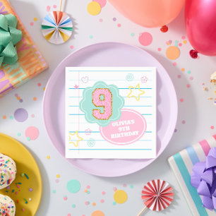 Serviette En Papier Cahier Varsity preppy pastel patch 9e anniversaire