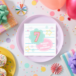 Serviette En Papier Cahier Varsity preppy pastel patch anniversaire 7