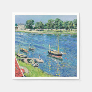 Serviette En Papier Caillebotte - Seine à Argenteuil, Bateaux à l'ancr