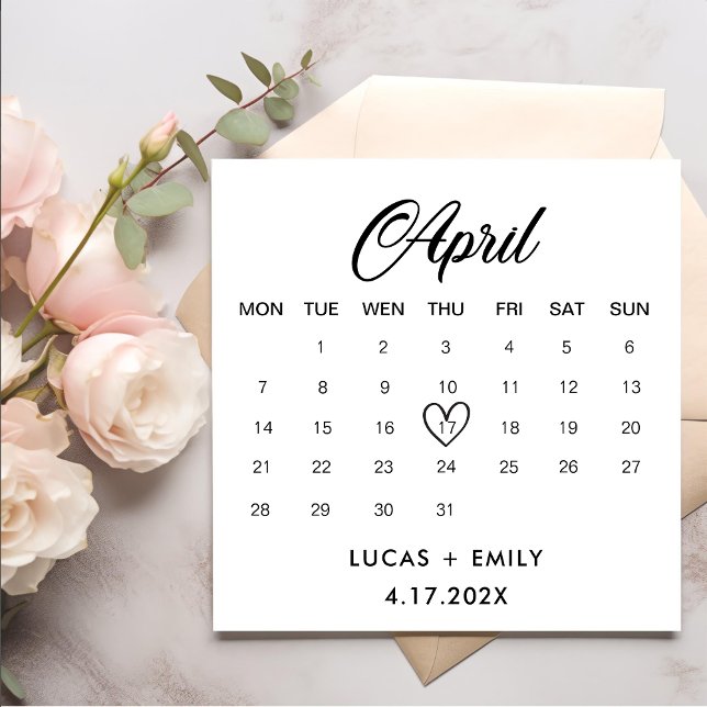 Serviette En Papier Calendrier avril Mariage noir foncé (Créateur téléchargé)