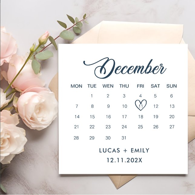 Serviette En Papier Calendrier de décembre Mariage bleu foncé (Créateur téléchargé)