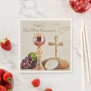 Serviette En Papier Calice de première communion eucharistique design