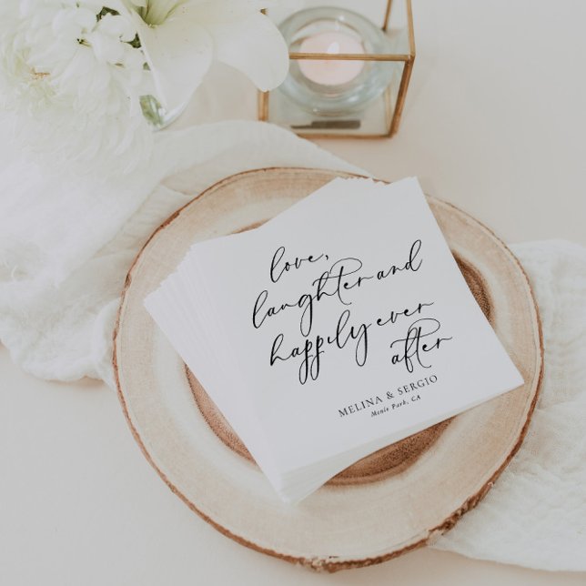 Serviette En Papier Calligraphie Aimer rire et heureux toujours après (Créateur téléchargé)