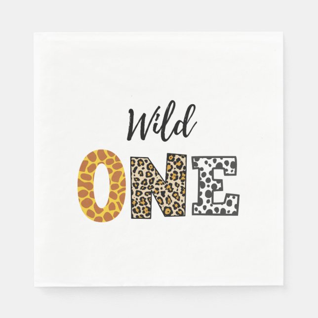 Serviette En Papier Calligraphie animale blanc sauvage (Devant)