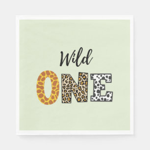 Serviette En Papier Calligraphie animale vert sauvage un