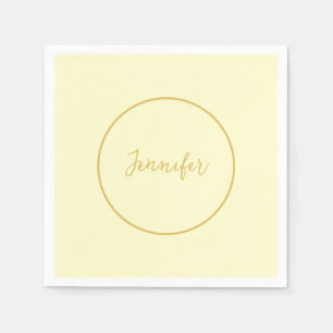 Serviette En Papier Calligraphie couleur or et crème moderne Plain uni