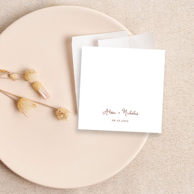 Serviette En Papier Calligraphie en terre cuite minimale Mariage de sc (Créateur téléchargé)