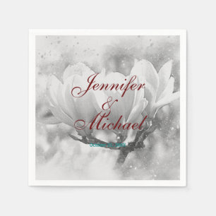 Serviette En Papier Calligraphie florale classique mariage