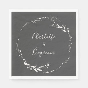 Serviette En Papier Calligraphie florale noire poussiéreuse Personnali