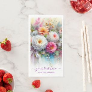 Serviette En Papier Calligraphie Florale Texte Personnalisé Mariages
