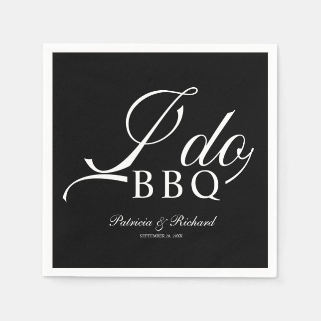 Serviette En Papier Calligraphie I Do BBQ Engagement Party Noir (Devant)