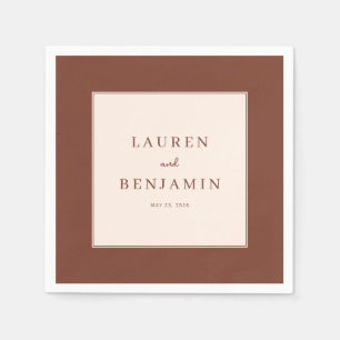 Serviette En Papier Calligraphie minimaliste marron élégant