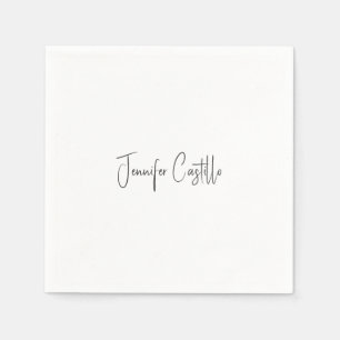 Serviette En Papier Calligraphie minimaliste noire blanche