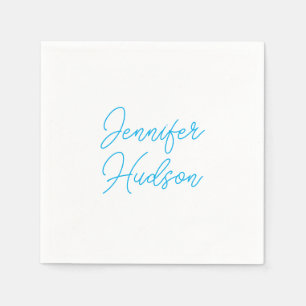 Serviette En Papier Calligraphie minimaliste professionnelle bleu azur