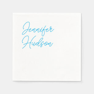 Serviette En Papier Calligraphie minimaliste professionnelle bleu azur