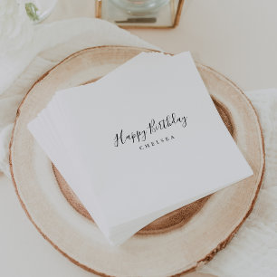 Serviette En Papier Calligraphie minimaliste simple Joyeux anniversair