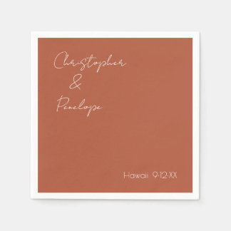 Serviette En Papier Calligraphie minimaliste Terra Cotta Mariage