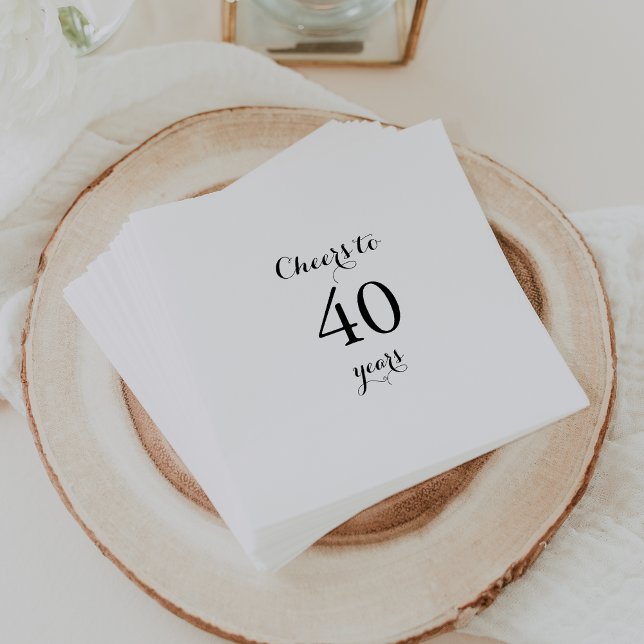 Serviette En Papier Calligraphie moderne à 40 ans Anniversaire (Créateur téléchargé)