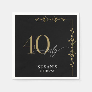 Serviette En Papier Calligraphie moderne élégante 40e anniversaire