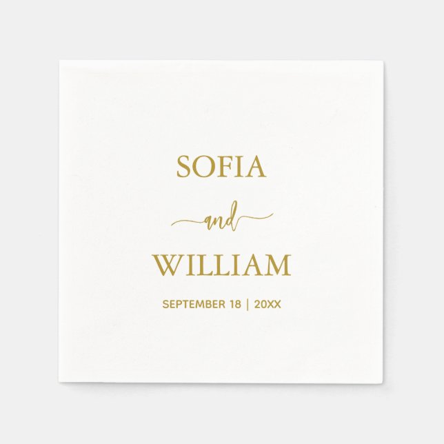 Serviette En Papier Calligraphie moderne Gold Script Monogramme mariag (Devant)